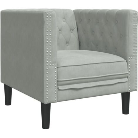 vidaXL Poltrona Chesterfield Grigio Chiaro in Velluto