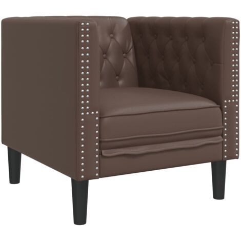 vidaXL Poltrona Chesterfield Marrone in Similpelle
