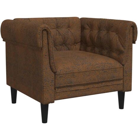 vidaXL Poltrona Chesterfield Marrone in Tessuto