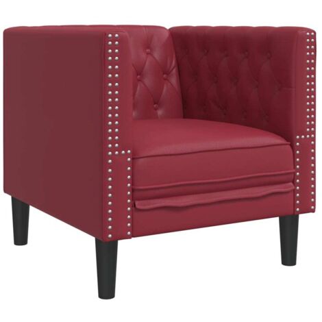 vidaXL Poltrona Chesterfield Rosso Vino in Similpelle