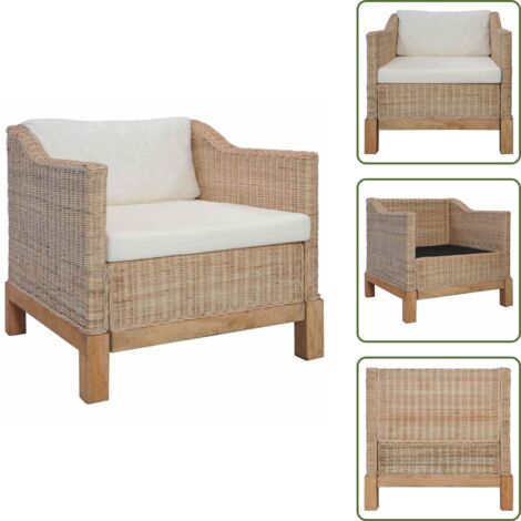 - vidaXL Poltrona con Cuscini in Rattan Naturale -