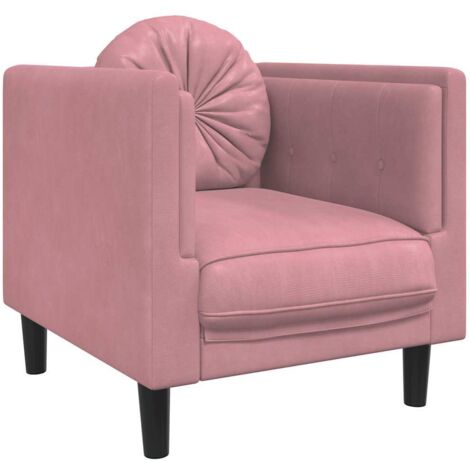 vidaXL Poltrona con Cuscino Rosa in Velluto