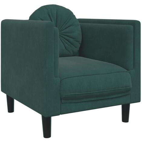 vidaXL Poltrona con Cuscino Verde Scuro in Velluto