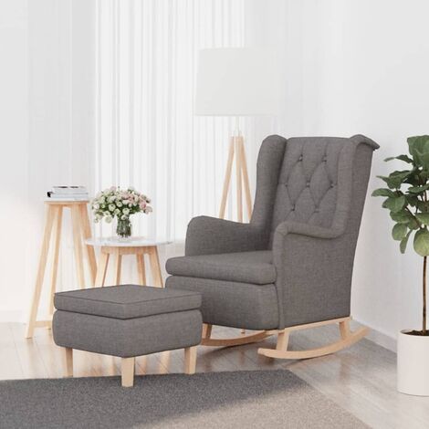 vidaXL Poltrona con Gambe a Dondolo e Sgabello Grigio Chiaro Tessuto