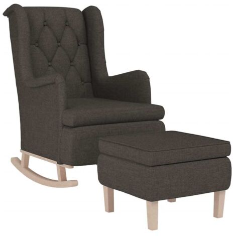 vidaXL Poltrona con Gambe a Dondolo e Sgabello Grigio Scuro in Tessuto