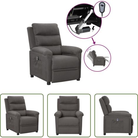 vidaXL Poltrona con motore elettrico -  Poltrona Elettrica Reclinabile Grigio Scuro in Tessuto