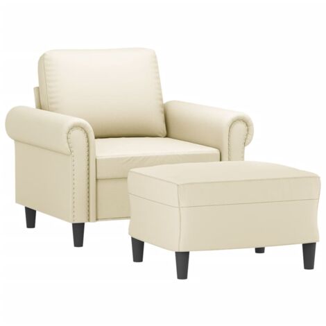 vidaXL Poltrona con Poggiapiedi Crema 60 cm in Similpelle