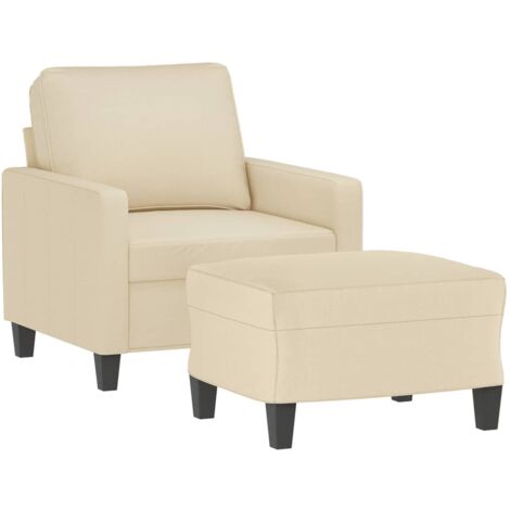 vidaXL Poltrona con Poggiapiedi Crema 60 cm in Tessuto