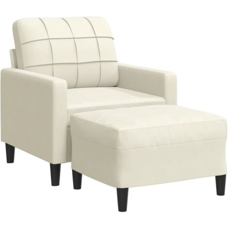 vidaXL Poltrona con Poggiapiedi Crema 60 cm in Velluto