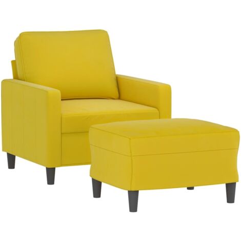 vidaXL Poltrona con Poggiapiedi Giallo 60 cm in Velluto