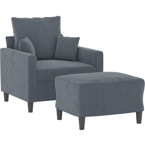vidaXL Poltrona con Poggiapiedi Grigio Scuro 60 cm in Velluto