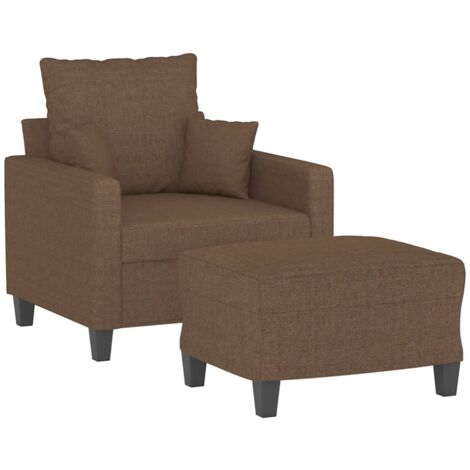 vidaXL Poltrona con Poggiapiedi Marrone 60 cm in Tessuto