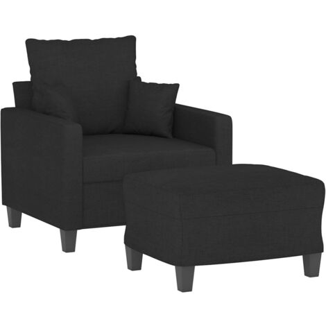 vidaXL Poltrona con Poggiapiedi Nero 60 cm in Tessuto