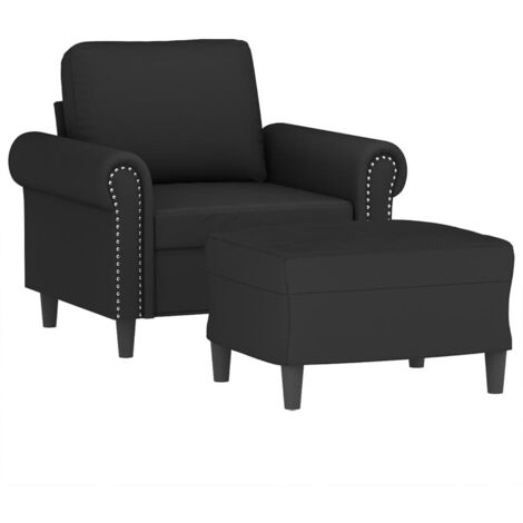 vidaXL Poltrona con Poggiapiedi Nero 60 cm in Velluto
