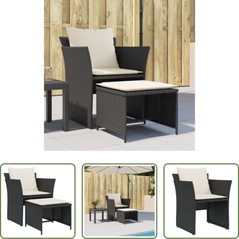 vidaXL Poltrona con poggiapiedi -  Poltrona da Giardino con Poggiapiedi in Polyrattan Nero
