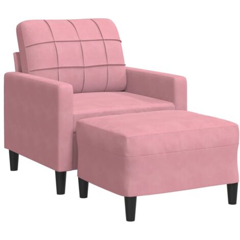 vidaXL Poltrona con Poggiapiedi Rosa 60 cm Velluto