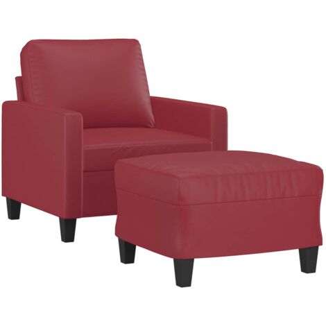 vidaXL Poltrona con Poggiapiedi Rosso Vino 60 cm in Similpelle