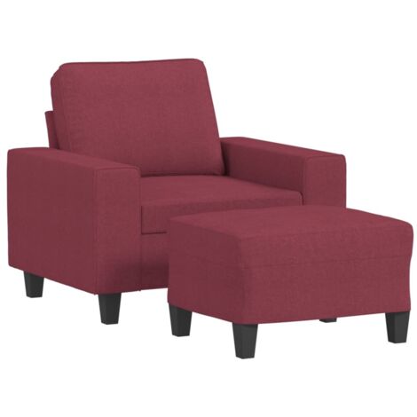 vidaXL Poltrona con Poggiapiedi Rosso Vino 60 cm in Tessuto