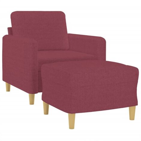 vidaXL Poltrona con Poggiapiedi Rosso Vino 60 cm in Tessuto