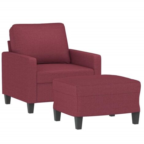 vidaXL Poltrona con Poggiapiedi Rosso Vino 60 cm in Tessuto