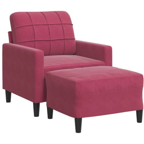 vidaXL Poltrona con Poggiapiedi Rosso Vino 60 cm in Velluto