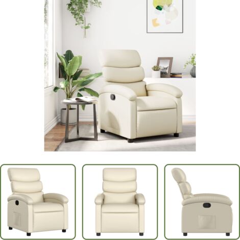 vidaXL Poltrona con reclinazione manuale -  Poltrona reclinabile in similpelle color crema