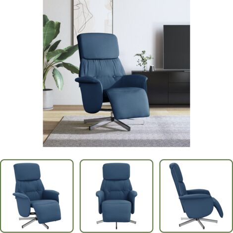 vidaXL Poltrona con schienale reclinabile -  Poltrona Reclinabile con Poggiapiedi Blu in Tessuto