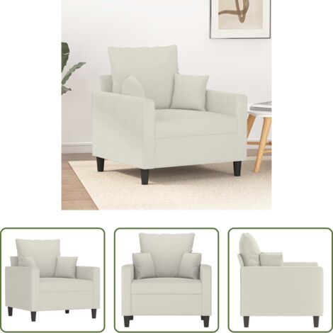 vidaXL Poltrona crema -  Poltrona Crema 60 cm Velluto