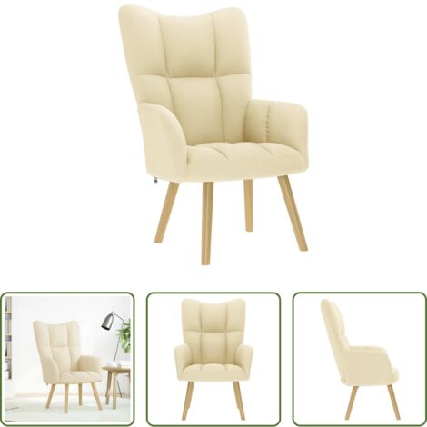 vidaXL Poltrona Crema -  Sedia Relax Crema in Tessuto