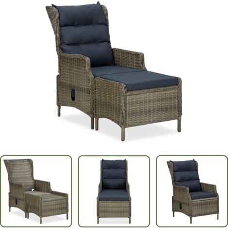 vidaXL Poltrona da esterno -  Sedia da Giardino Reclinabile con Pouf Polyrattan Marrone