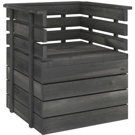 vidaXL Poltrona da Giardino in Legno Massello di Pino Grigio Scuro
