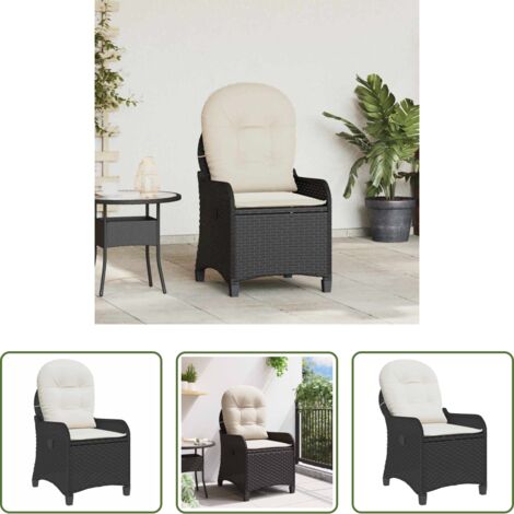 vidaXL Poltrona da giardino -  Poltrona reclinabile Nero 56 x 66 x 95 cm polyrattan