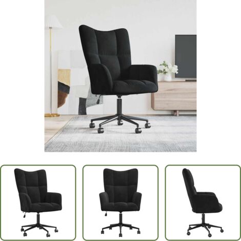 vidaXL Poltrona da Ufficio -  Poltrona Relax Nera in Velluto