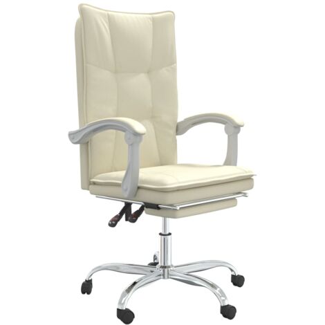 vidaXL Poltrona da Ufficio Reclinabile Crema in Similpelle