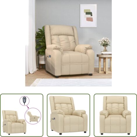 vidaXL Poltrona elettrica -  Poltrona Elettrica Reclinabile Crema in Tessuto
