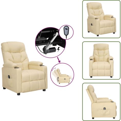- vidaXL Poltrona Elettrica Reclinabile Crema in Tessuto -