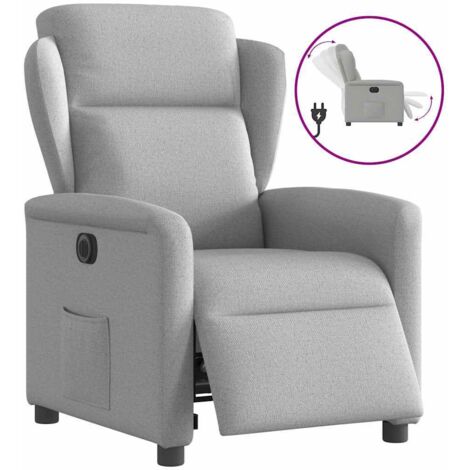 vidaXL Poltrona Elettrica Reclinabile Grigio Nuvola in Tessuto