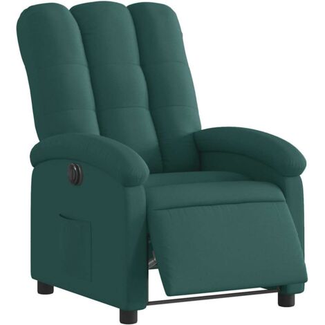 vidaXL Poltrona Elettrica Reclinabile Verde Scuro in Tessuto