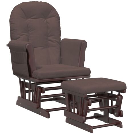 vidaXL Poltrona Glider con Sgabello Marrone in Tessuto