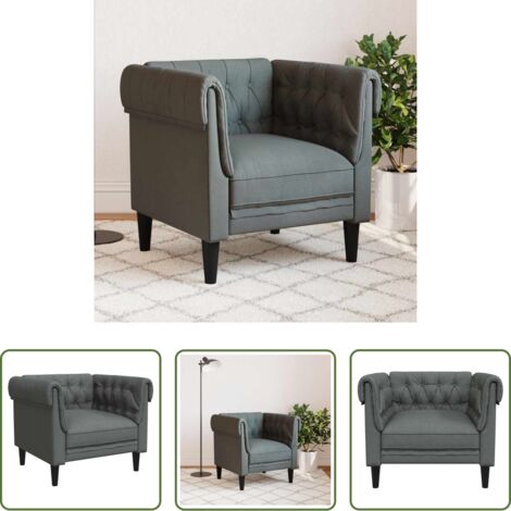vidaXL Poltrona grigio scuro -  Poltrona Chesterfield Grigio Scuro in Tessuto