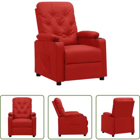 vidaXL Poltrona in legno e metallo - Poltrona Reclinabile Rosso Vino in Similpelle