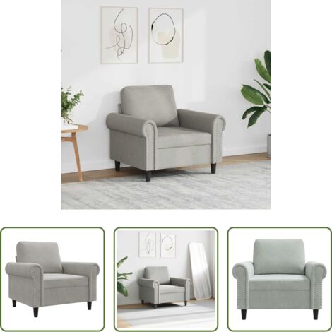 vidaXL Poltrona in metallo -  Poltrona Grigio Chiaro 60 cm Velluto