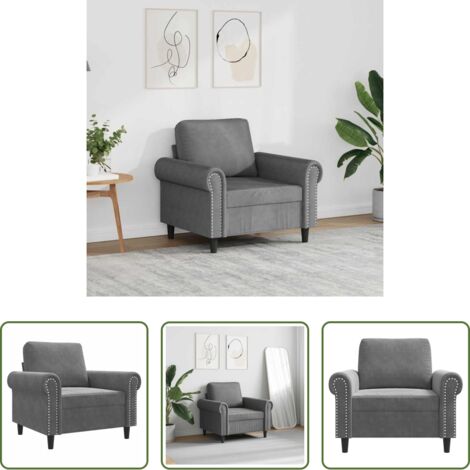 vidaXL Poltrona in metallo - Poltrona Grigio Scuro 60 cm Velluto