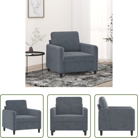 vidaXL Poltrona in metallo - Poltrona Grigio Scuro 60 cm Velluto