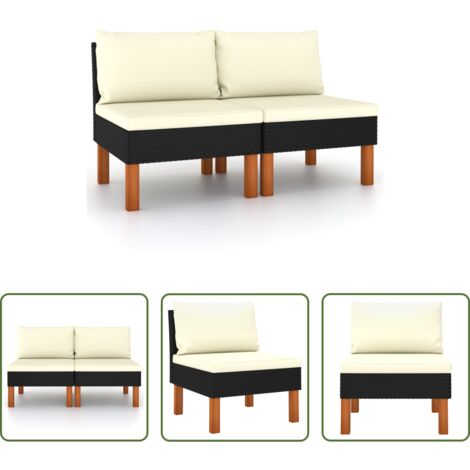 vidaXL Poltrona in rattan -  Divani Centrali 2 pz Polyrattan e Legno Massello di Eucalipto