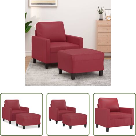 vidaXL Poltrona in similpelle -  Poltrona con Poggiapiedi Rosso Vino 60 cm in Similpelle