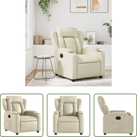 vidaXL Poltrona in similpelle -  Poltrona Reclinabile Crema in Similpelle