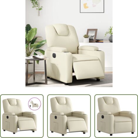 vidaXL Poltrona in similpelle -  Poltrona Reclinabile Elettrica Crema in Similpelle
