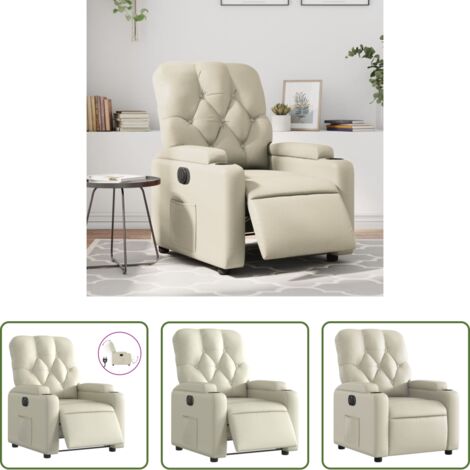 vidaXL Poltrona in similpelle -  Poltrona Reclinabile Elettrica Crema in Similpelle