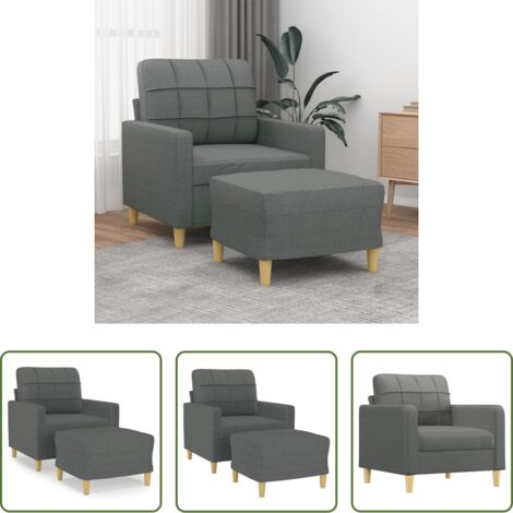 vidaXL Poltrona in tessuto -  Poltrona con Poggiapiedi Grigio Scuro 60 cm in Tessuto
